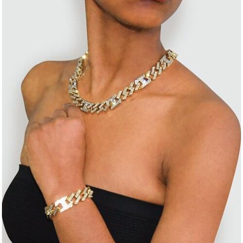 ANIID Chain With Pendant Necklaces For Women Men Jewelry Cuban Link Bracelet Cubic Zirconia Choker Punk Neck Crystal Fashion