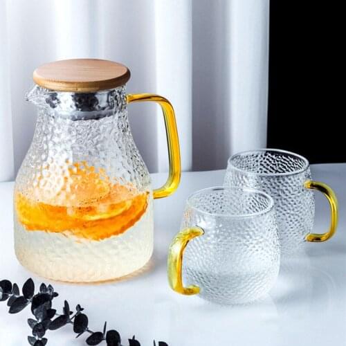 Transparent Glass Tea Pot Household Kettle with Stainless Steel Lid and Handle Water Carafe Heat Resistant Teapot Juice Jug