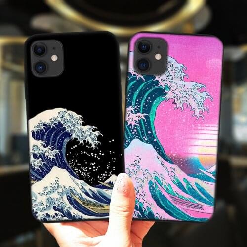 The Big Wave Off Kanagawa Abstract Art Phone Case For iPhone 11 12 Pro XS Max X XR 6S 8 7 Plus 5S SE Soft Silicone Black Cover
