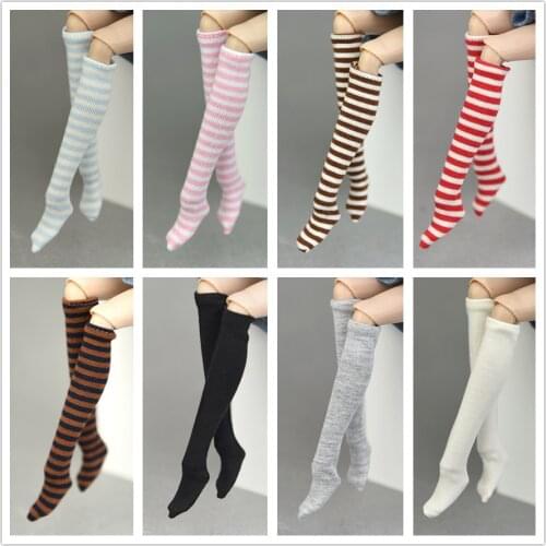 High Resilience stripe stockings quilted Sock Leggings Clothing Outfit Doll Accessories For 1/6 Barbie Blythe Xinyi Fr Doll Xmas