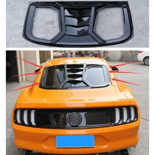 NEW High Quality ABS Black & Carbon Rear Trunk Full Window Door Louver Scoop Frame Sill Molding Cover For Ford Mustang 2015-2020