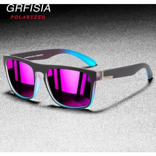 GRFISIA Fashion Polarized Sunglasses Men Women Sport Style Design Square Sun Glasses Male Outdoor Travel Goggles UV400 Lens X34