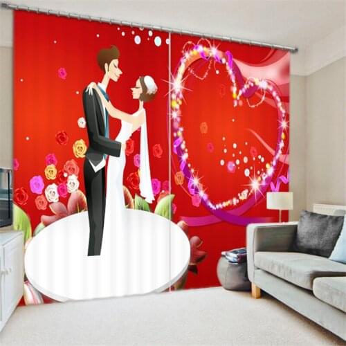 Customized My love Luxury 3D Blackout Window Curtain Drapes For Living room Bed room Hotel Wall Tapestry Cortinas