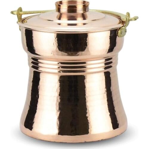 Morya Red-Silver Hammered Yoghurt with Tinned Copper Bakrac yoghurt Fermentation Bucket Yoghurt Container 2-3 lt