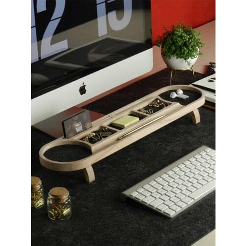 Round Desk Organizer Office Wood Organizer (smoked) Multi-function Wooden Desktop Pen Holder Office Stationery Storage Pen Phone