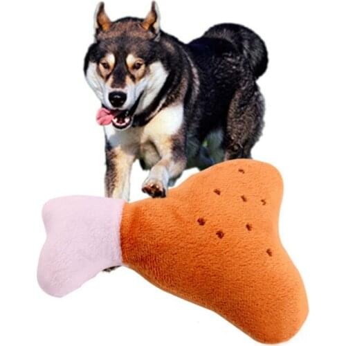 Pet Cute Toys Puppy Dog Chew Toys Plush Squeaky Sound Chicken Legs Shape Cat Animal Interactive Toy Pets Bite Dolls Pet Supplies