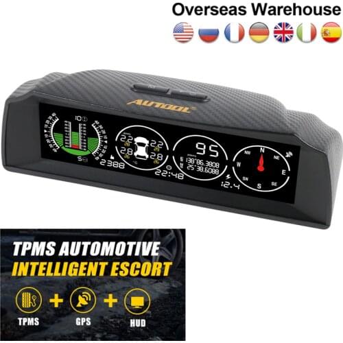 AUTOOL X91 Multifunction HUD 3IN1 Board Computer Tire Pressure Sensor Tpms Slope Meter GPS Speedometer With Alarm Function