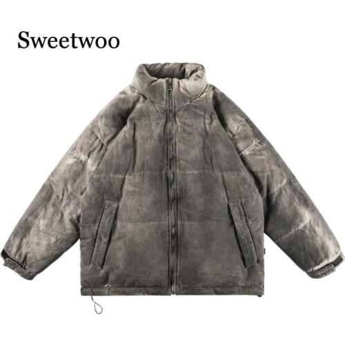 SWEETWOO Winter Autumn Mens Hip Hop Mens Retro Cotton Jacket XL Street Casual Bomber Jacket Harajuku Fashion Loose Coat New