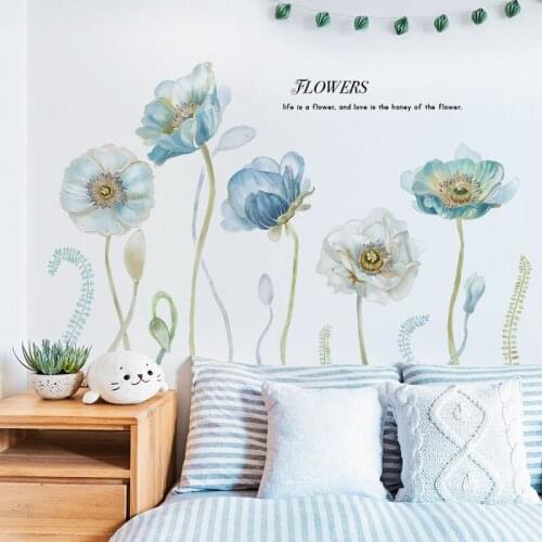 Fresh Flower Wall Sticker for Living Room Bedroom Kids Room Decor Sofa TV Background Wall Decals Vinyl Wallpaper Self-adhesive
