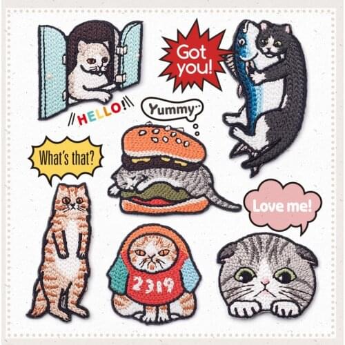 Cartoon Cat Iron on Patch Clothing Decorations Stickers for Clothes DIY Applique Badge Patches for Clothing Jeans Accessories