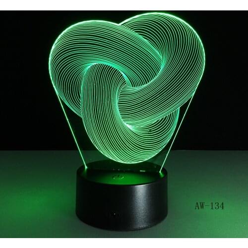 New Art Abstraction 3D Lamp 7 Color Led Night Lamps For Kids Touch Led Usb Table Lampara Lampe Baby Sleeping Nightlight AW-134