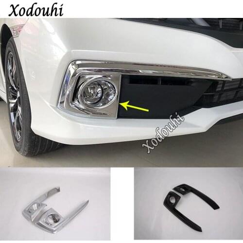 Car Body Front Fog Light Lamp Detector Frame Sticker Styling Trim Parts 2pcs For Honda Civic 10th Sedan 2019 2020 2021