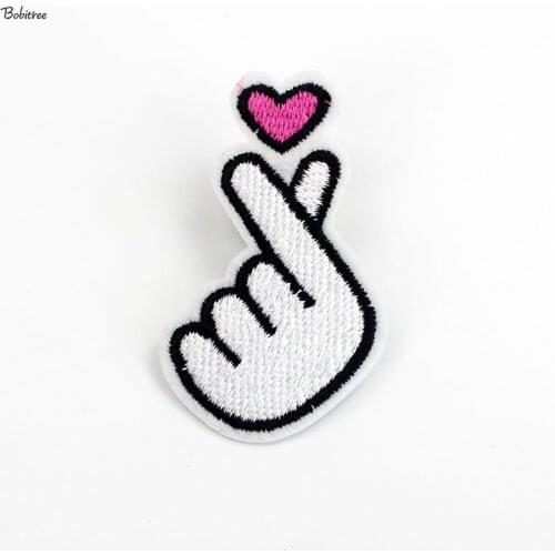 Popular Gestures Cloth Patches Iron on Embroidered Badges Stickers for Jackets Jeans Bags Decoration DIY Stripes