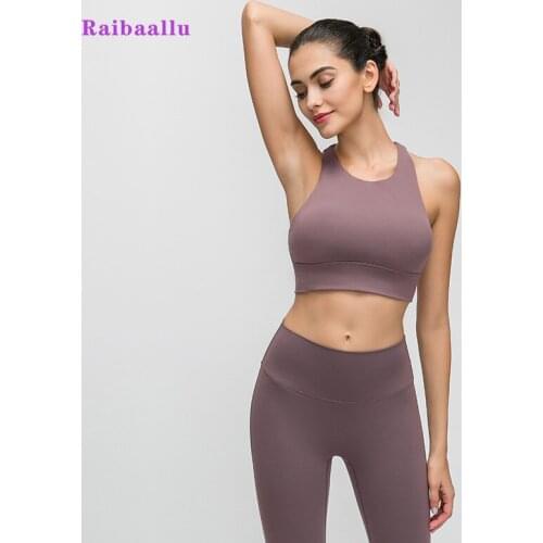 Raibaallu Women Seamless Sport Sets Legging Sports Bra Support Yoga Gym Crop Top Workout Fitness High Waist Running Leggings