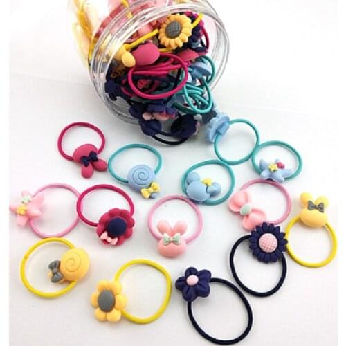 20pcs Elastic Rubber Girl Hair Ties Band Rope Ponytail Holder Fashion Scrunchie Cute Baby Accessories Lovely