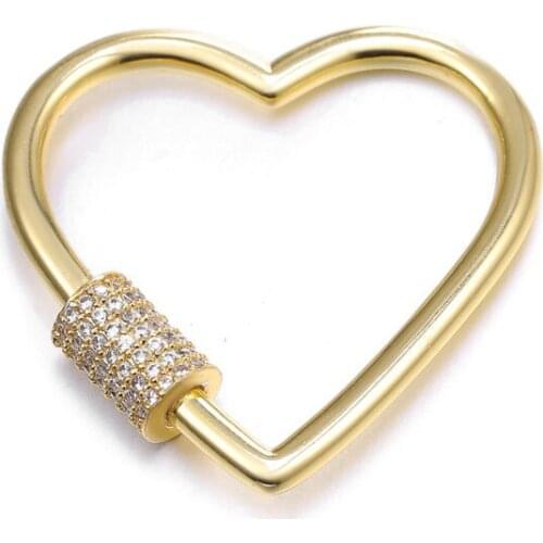 Romantic Love Shape Pendant Accessories DIY Bracelet Necklace Cubic Zirconia Connector Spiral Screw Clasps Stylish Handmade