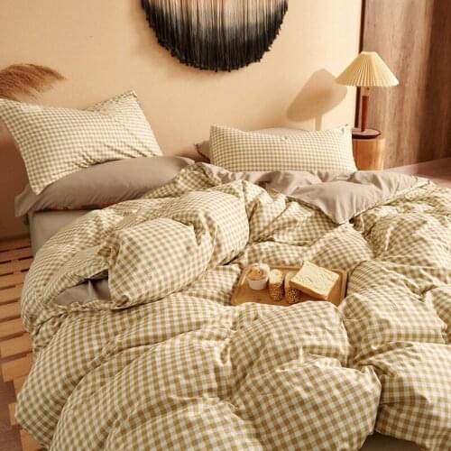 Luxury Nordic Style Bedding Set Plaid Stripes Flat Bed Sheet Home Adult Duvet Cover Sheet Bedroom Quilt Covers With Pillowcase