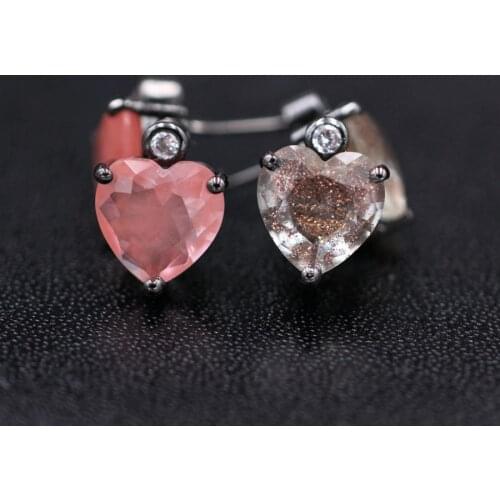 Heart Shape Stud Earrings With Cubic Zirconia Stone For Women Fashion Jewelry Black plated 2018 New Collection Earrings Jewelry