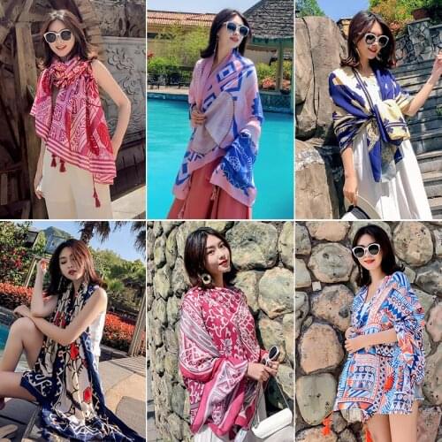 Luxury Brand Female Summer Beach Towel Ethnic Style Scarf Sun Shawlseaside Oversized Scarf Multifunctional Scarves Wild Dress