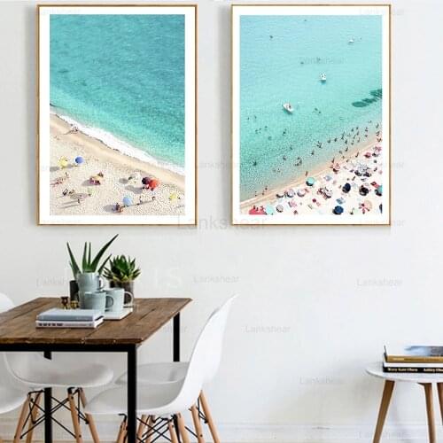 Nordic Modern Holiday Fun Seascape Bondi Beach Canvas Painting Art Print Poster Picture Wall Living Room Home Decor