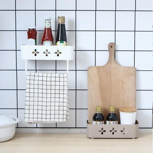 Kitchen Bathroom Storage Rack Stick Wall Organizer Hanging Holder Dish Drainer Shelf Bathroom Kitchen Towel Organizer