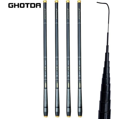 GHOTDA Carbon Fiber Telescopic Fishing Rod Pesca Stream Hand Pole Carp Ultralight Super hard Travel 3.6/4.5/5.4/6.3/7.2M