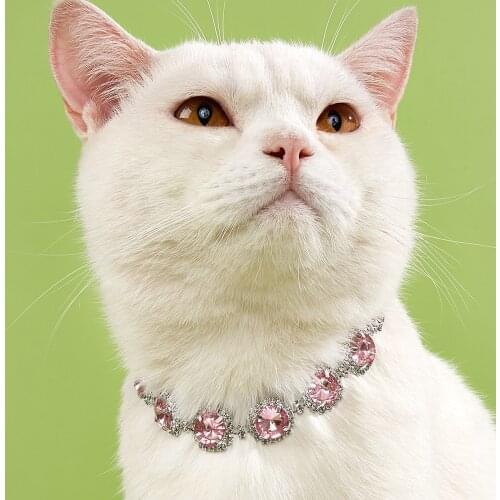 Pieces Pet Rhinestones Necklaces with Crystal Heart Small Dog Cat Bling Diamond Collar for Birthday Party Wedding