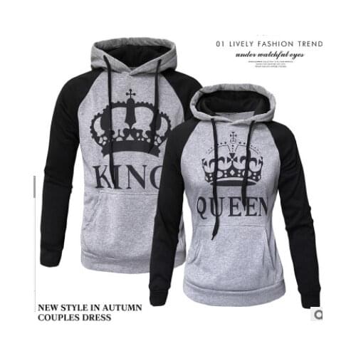 Woman Korean Clothes Woman Sweatshirt QUEEN KING Lover Hoodies Man and Woman Couple Hoodies