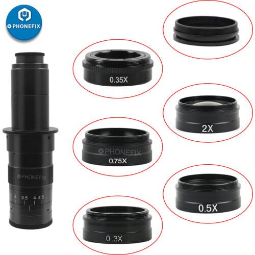 0.75x 0.5X 2.0X 0.35X Barlow Auxiliary Objective Glass Lens for Zoom 180X 300X C-MOUNT Lens Industry Video Microscope Camera