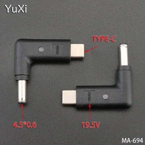 YuXi 1pcs Type-C male to 4.5*0.6mm male Plug jack Charging Laptop Phone Adapter Connector For Dell 19.5V With lamp replace