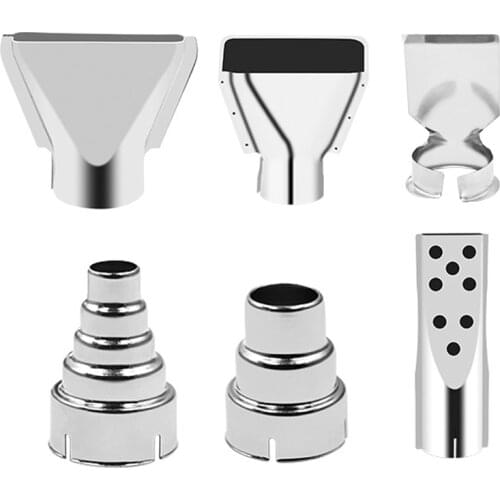 6pcs Heat Gun Nozzle Stainless Steel Hot Air Gun Heat Resisting Nozzles Flat Tips
