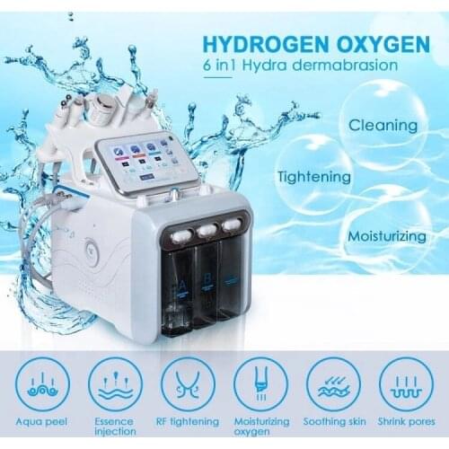 6 in 1 h2 o2 hydrafacial Dermebrasion Machine Aqual Peel Skin Rejuvenation Deep Cleansing Small Bubble Oxygen Facial Skincare
