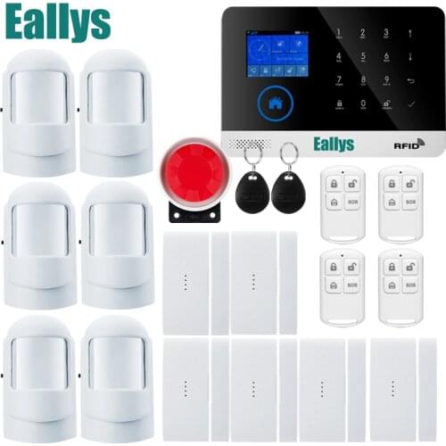 Wireless door sensor Home Security system alarm TFT Display Wired Siren Kit SIM SMS WIFI GSM burglar Alarm APP Remote Control