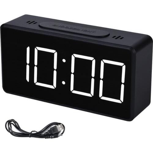 Digital Mirror LED Display Alarm Clock Electronic Time Temperature Calendar Table Alarm Clock USB Charging Student Desk Clocks