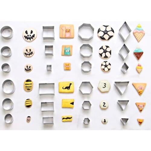 Ceramic Pottery Tool Stainless Steel Geometry Round Square Clay Cutter Designer DIY Polymer Craft Cutting Mold 2-4cm 24pcs/lot