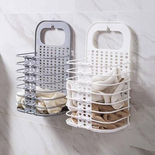 Hot Hanging Folding Laundry Basket for Dirty Clothes Organizer Plastic Laundry Hamper Clothing Sundries Storage Basket