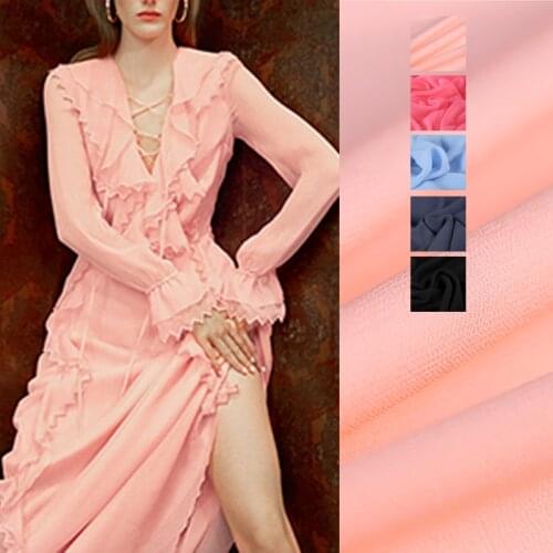 113CM Wide 180-200G/M Solid Color Pink Orange Black Cotton Georgette Fabric for Summer Dress Jacket Pants E1095