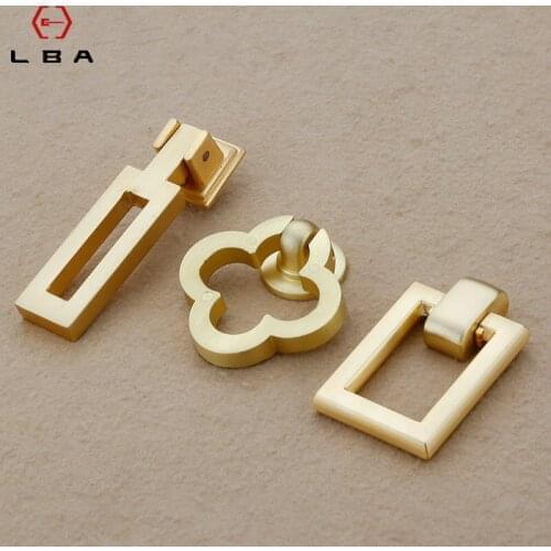 Chinese Imitation Copper Brushed Drawer Flush Hardware Door Handle Zinc Alloy Decorative Furniture Bedroom Push Pull Handles