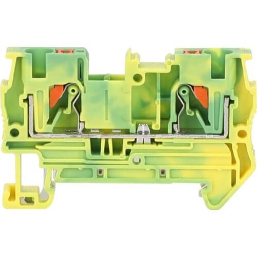 10Pcs PT-2.5PE Instead of PHOENIX CONTACT Ground Spring Feed Through Connection Push In Din Rail Terminal Block PT2.5-PE