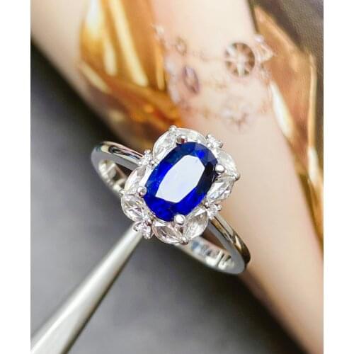 LR712 Blue Sapphire Ring 1.52ct Real Pure 18 K Natural Unheat Blue Sapphire Gemstone Diamonds Stone Female Ring