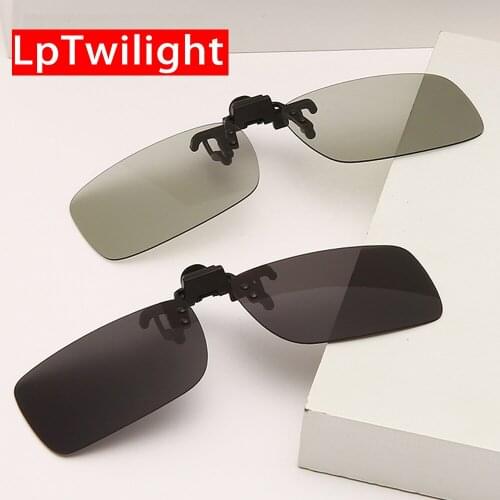 LpTwilight 2021 Flip Up Clip On Sunglasses Men Polarized Sunglasses Anti Glare Night Vision Glasses Driver Goggles Oculos De Sol