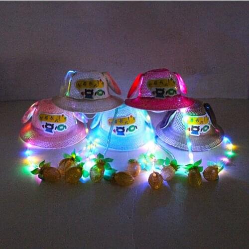Novelty shiny plush ear toy hat rabbit ear design LED light Childrens Beach sun hat Festival event party supplies Beating cap