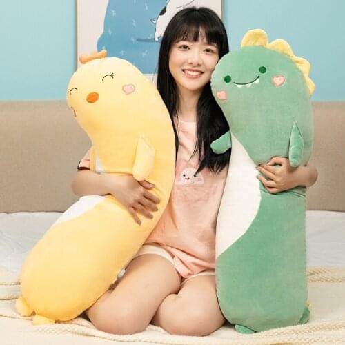 New Born 75/125cm Kawaii Cartoon Animal Long Pillow Dog&Unicorn&Dinosaur&Penguin Stuffed Sleeping Dolls Best Gift For BabyToy