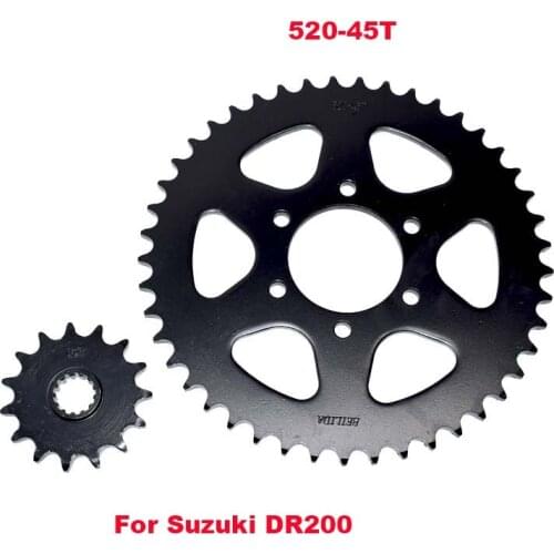DR 200 Mortorcycle Front & Rear Set 520-45T 15T Chain Sprocket Gear Steel For Suzuki DR200 DR200SE DR200S