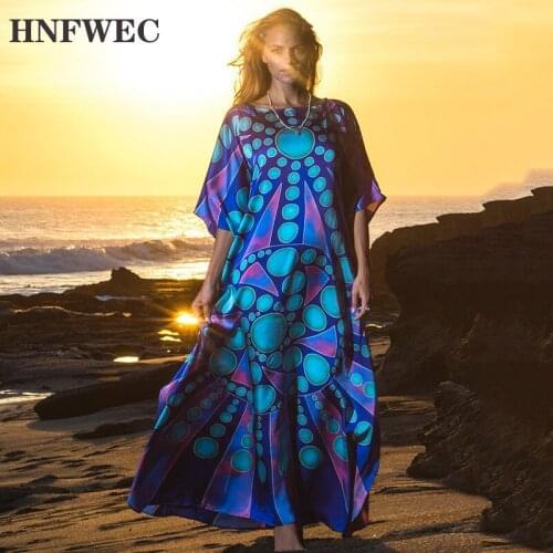 Europe Long Dress Women Summwe 2020 New Fashion Ladies Dress Beach Round Collar Print Women Clothing U723