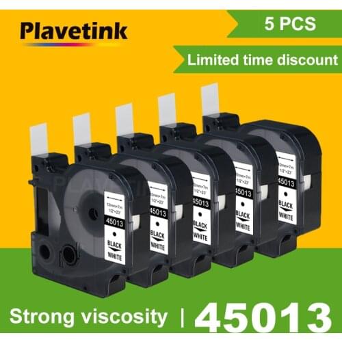 Plavetink 5 pcs 45013 Compatible Dymo D1 12mm 6mm 9mm 19mm Label Tape Black on White Label Tapes for Dymo Label Manager LM160