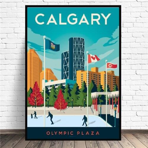 Frame Calgary Travel Canvas Art Print Wall Poster painting Wall Art Print Modern Poster Wall Pictures Living Room Decor