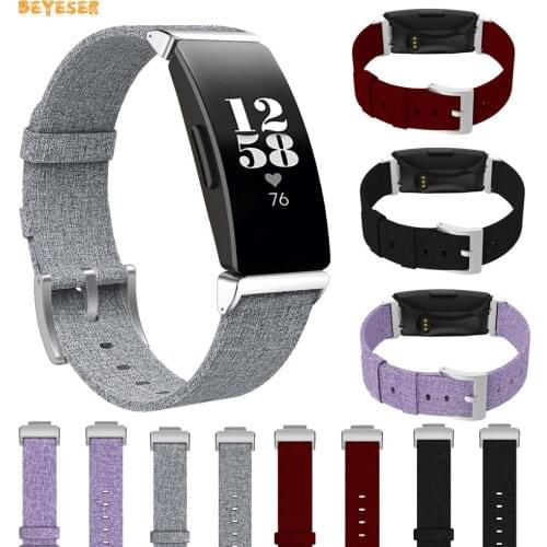 Fashion Canvas Watchband For Fitbit Inspire HR Heart Watch Replacement Strap With Metal Connector Wristband Bracelet Accessories