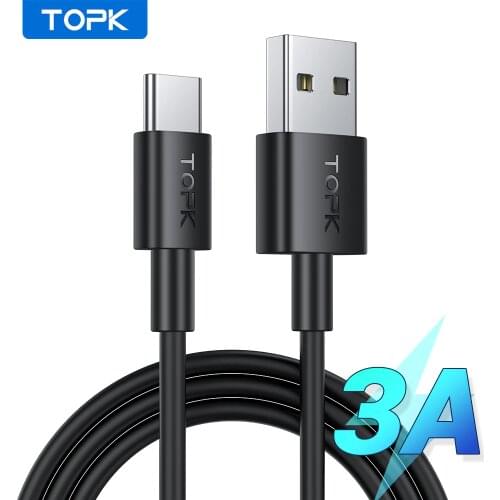 TOPK AN02 3A Micro USB Type C Cable Phone Charger Charging Cord TPE Fast Charger Cable USB C for Xiaomi redmi note 10 9 8 pro