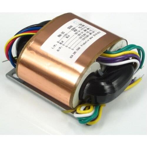 R type power transformer 50W double 15V + double 12V with copper shield 115V-230V audio transformer